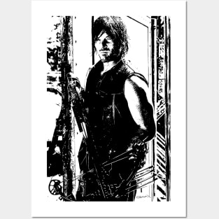 Daryl Dixon White Bright Mono Posters and Art